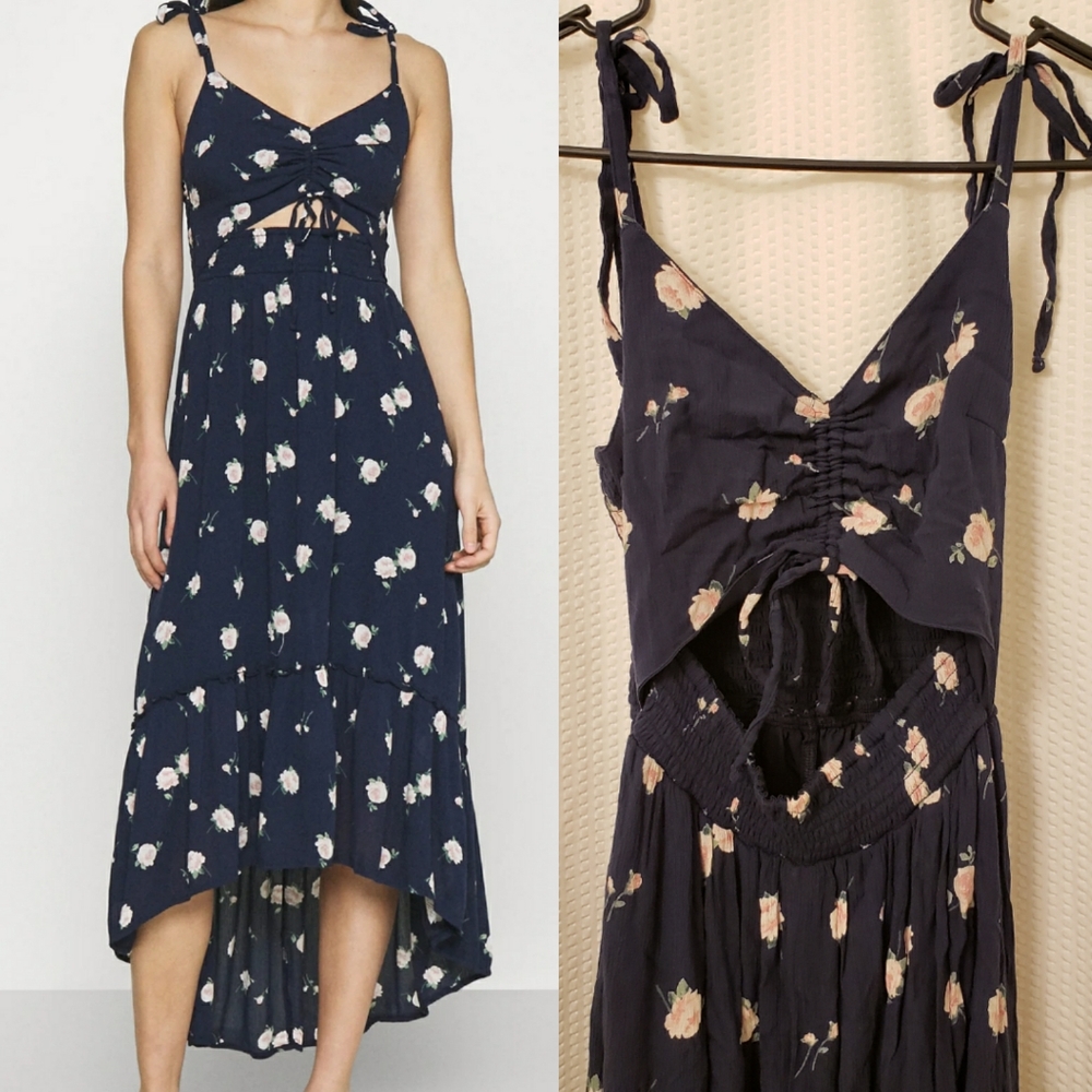 Hollister | Navy Floral Cutout Midi Maxi Dress